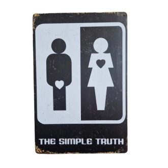   Vintage Dekor Fémtábla, 'The simple truth' felirat, retro hangulatú kialakítás, 20x30cm