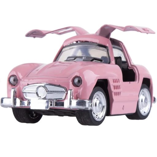 Fém Kompakt Autómodell – 1:38 Méretarányú, Nyitható Ajtókkal és Visszahúzós Mechanizmussal, Pink