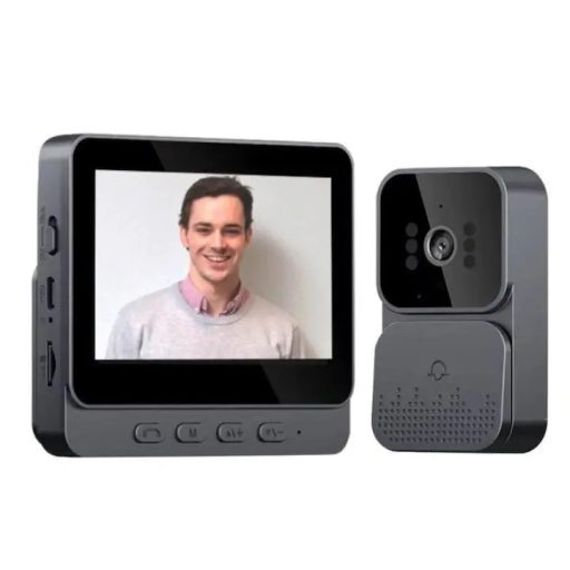 Vezeték nélküli videós kapucsengő, 6 hangerő fokozat, 4.3″ IPS HD kijelző, éjjellátó funkció, IP65 vízvédettség, fekete