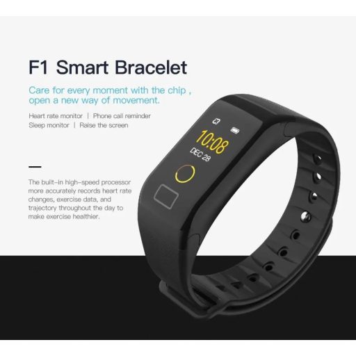 Bluetooth aktivitásmérő színes kijelzővel - fekete, vízálló F1C