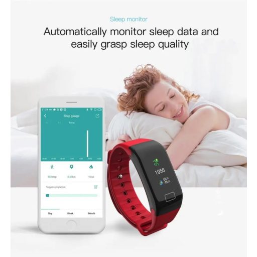 Bluetooth aktivitásmérő színes kijelzővel - fekete, vízálló F1C