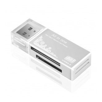  USB Memóriakártya Olvasó, támogatja a MicroSD/TF SD kártyákat, ezüst
