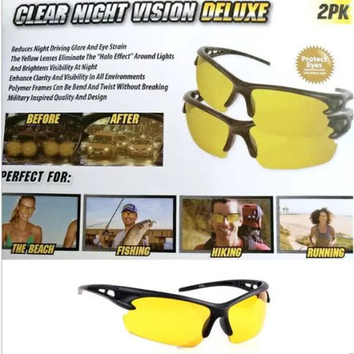 Clear Night Vision Deluxe csillogásmentes vezetést segítő szemüveg 1+1 db
