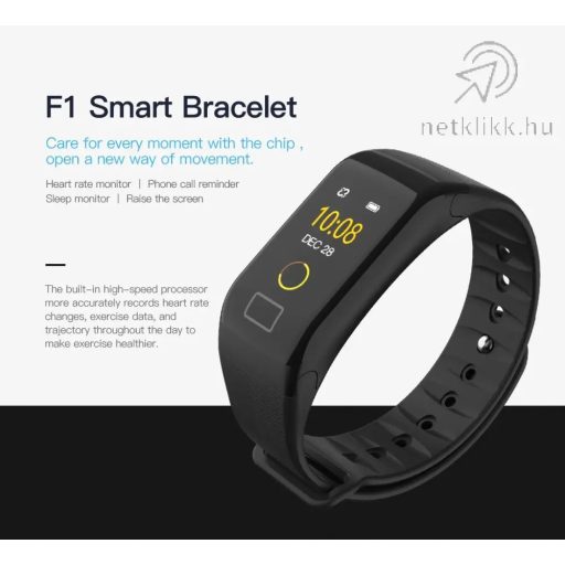 Bluetooth aktivitásmérő színes kijelzővel - szürke szíj, vízálló F1C