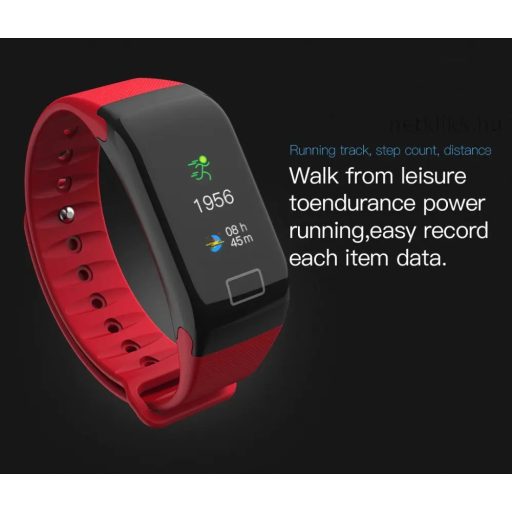 Bluetooth aktivitásmérő színes kijelzővel - piros szíj, vízálló F1C