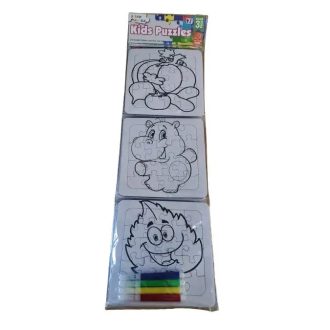   Kids-Puzzles - 3 színezhető puzzle ajándék filctollkészlettel - vízilovas életkor: 4+