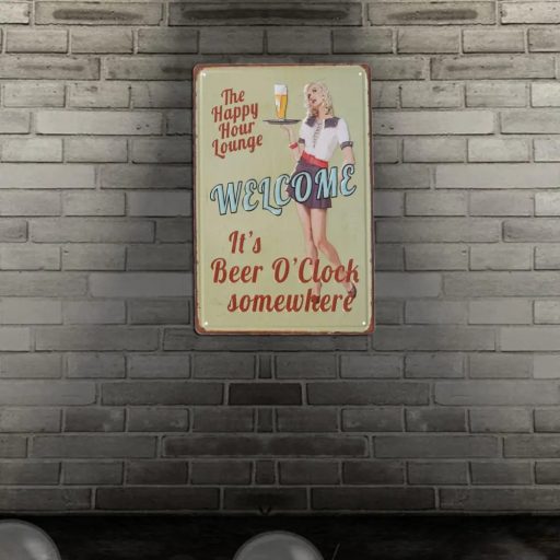 Vintage Dekor Fémtábla, dombornyomott 'WELCOME' felirat, retro hangulatú kialakítás, 20x30cm