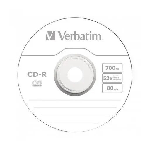CD-R lemez, 700MB, 52x, 10 db, hengeren, VERBATIM "DataLife"