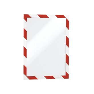  Infókeret A4, öntapadó mágneses záródás 2 db/csomag, Durable Duraframe® Security, piros/fehér