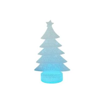   3D LED Karácsonyi Ablakdísz, Karácsonyfa formájú színes ünnepi fény, USB-s talppal, 20cm magas