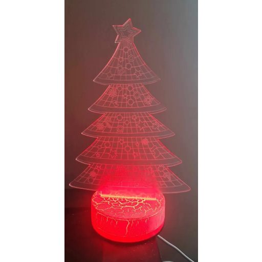 3D LED Karácsonyi Ablakdísz, Karácsonyfa formájú színes ünnepi fény, USB-s talppal, 20cm magas