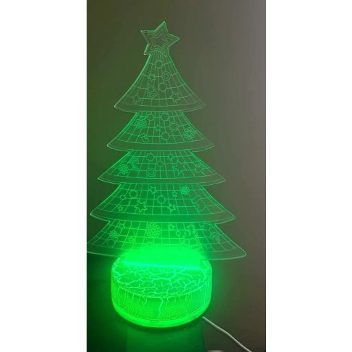 3D LED Karácsonyi Ablakdísz, Karácsonyfa formájú színes ünnepi fény, USB-s talppal, 20cm magas