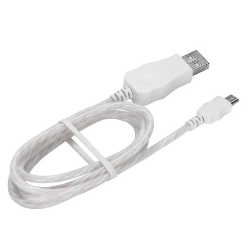 Prémium Adat- és Töltőkábel, MicroUSB/USB csatlakozó, villogó fény, 2A gyorstöltés, 1 méter, pink