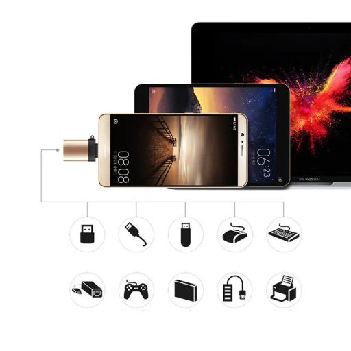 OTG átalakitó adapter, USB 3.0->USB-C, Ezüstszín