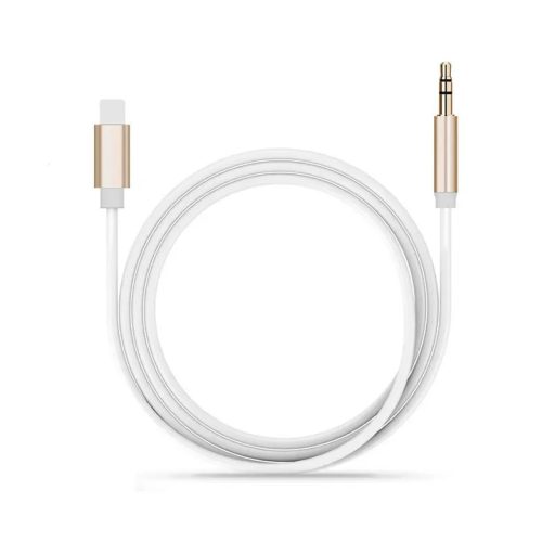 AUX átalakító kábel Lightning-ról 3,5mm jack-re, 1 méter, ezüst-fehér