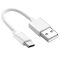 Prémium Adat- és Töltőkábel, 20 cm, USB-C/USB típusú, 2.4A gyorstöltés, fehér