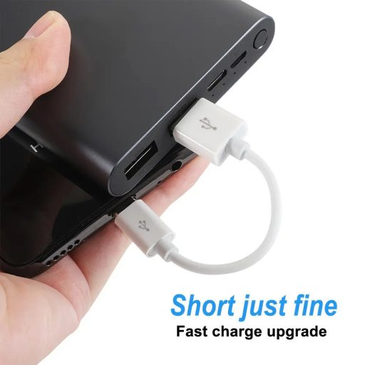 Prémium Adat- és Töltőkábel, 20 cm, USB-C/USB típusú, 2.4A gyorstöltés, fehér