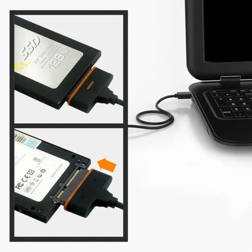 SATA-USB 3.0 adapter kábel, 2.5/3.5" SSD vagy HDD meghajtókhoz, Plug and Play, fekete