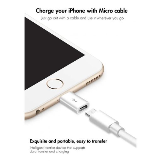 OTG átalakitó adapter (MicroUSB -> Lightning), fekete