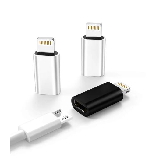 OTG átalakitó adapter (MicroUSB -> Lightning), ezüst